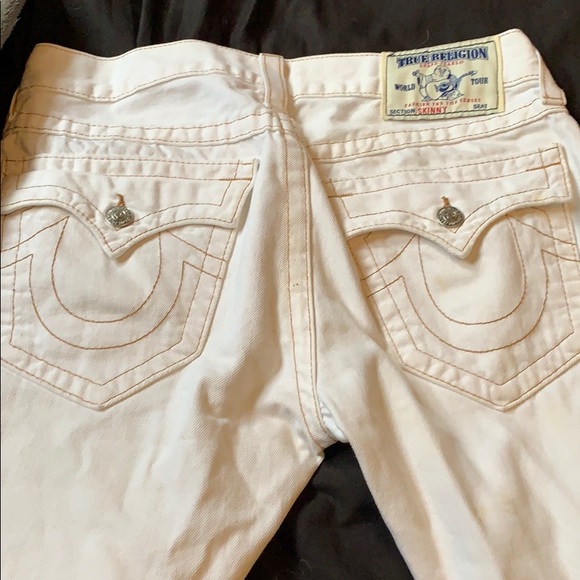 white and gold true religion jeans